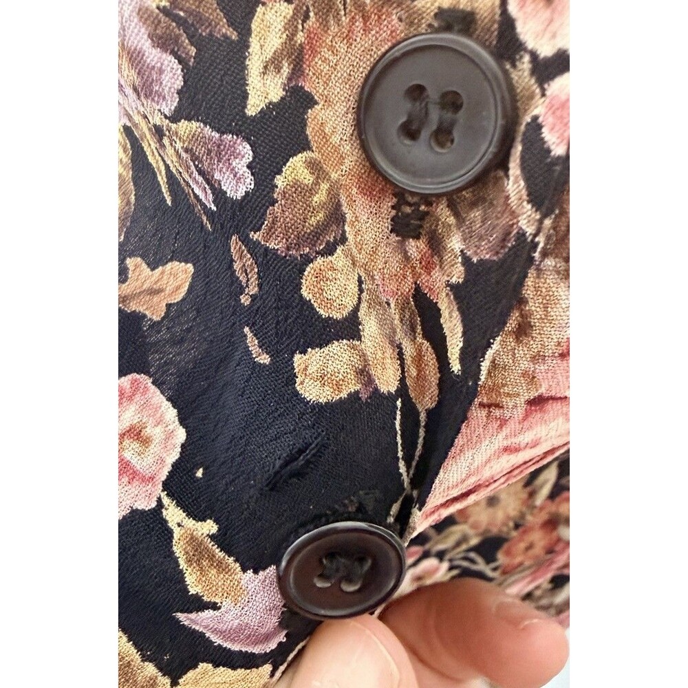 Starina Maxi Dress Medium Floral Button Front Short Sleeve Rayon Cottagecore - Picture 16 of 16